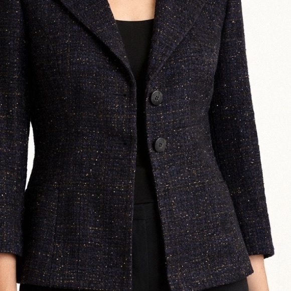 KAY UNGER Black Sparkly Tweed Short Blazer Jacket NWOT - Picture 2 of 10